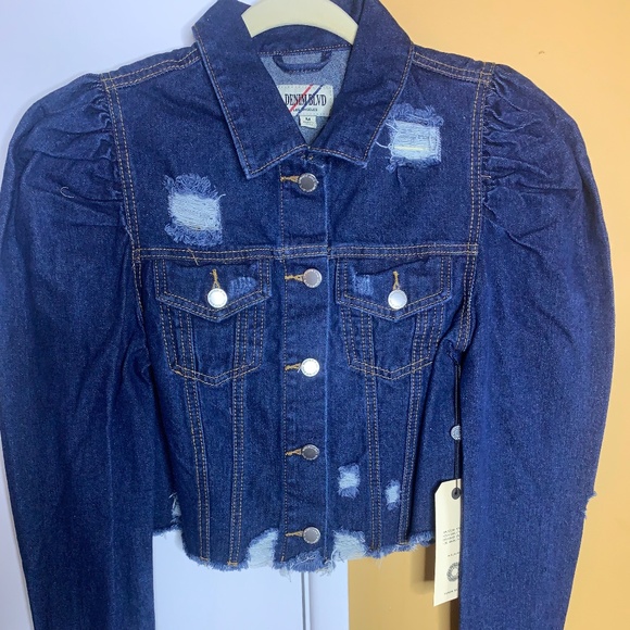 Jean jacket (Denim) puffy shoulder - Picture 1 of 3